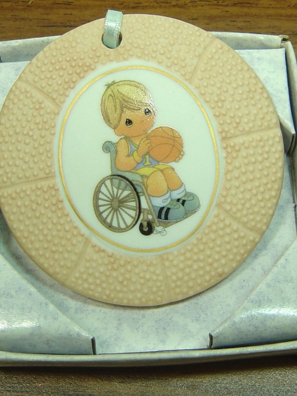 Precious Moments ornament-"Give Ability a Chance"-boy in wheelchair/basketball